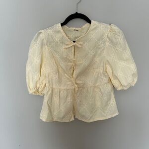 Tie-Front Puff Sleeve Top